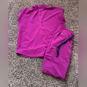 Figs Women's Magenta Set Top & Bottoms